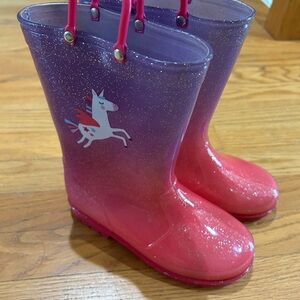 Kids' Pink and Purple Unicorn Rain Boots
